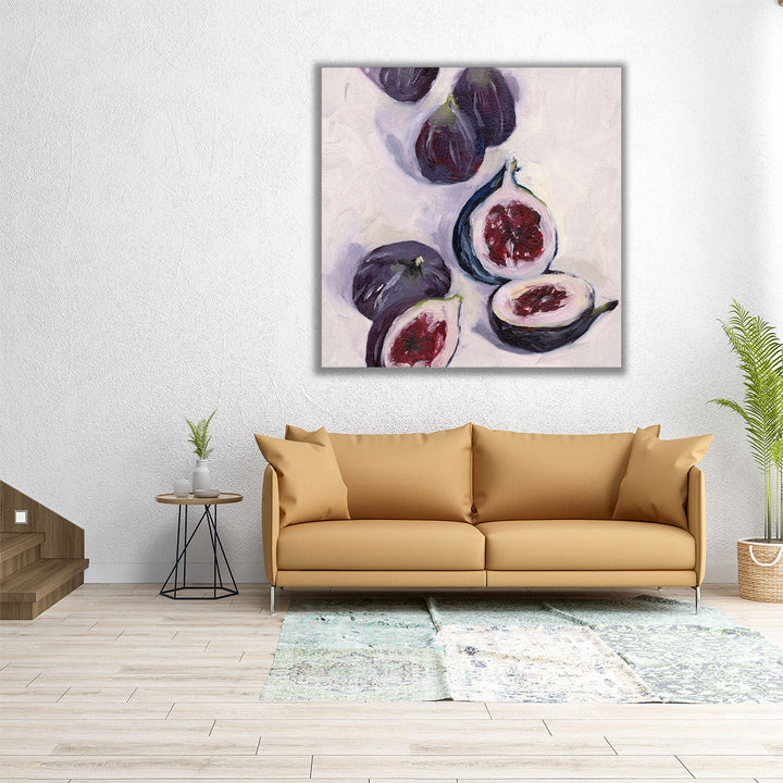 large kitchen art – modern purple fig motif