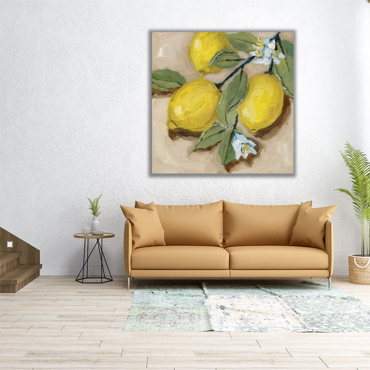 large kitchen art – sunlit lemon motif