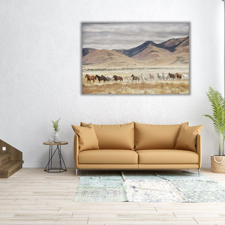 Brown and neutral horse wall art scene
