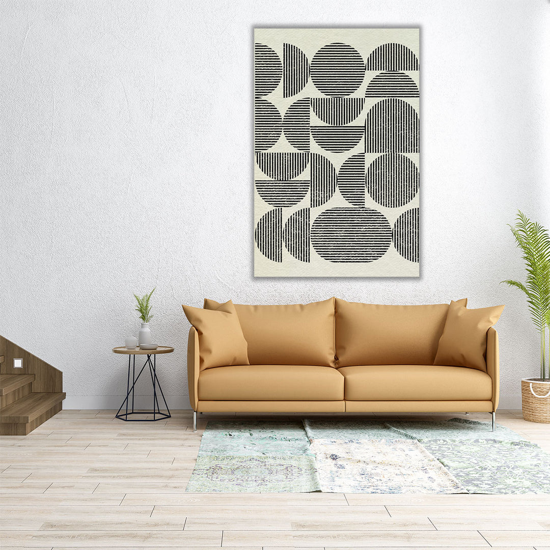 Vertical canvas with intricate linear pattern