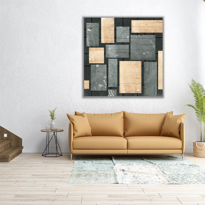 Square grey and beige canvas design