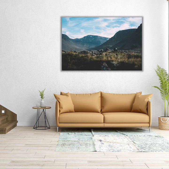 30x20 rock and mountain photo art with blue sky