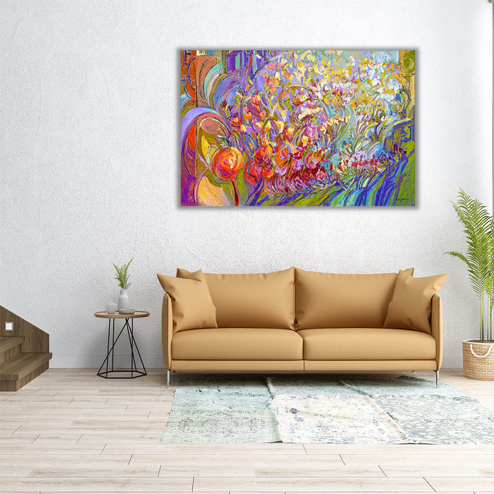 48x32 hallway canvas floral color display