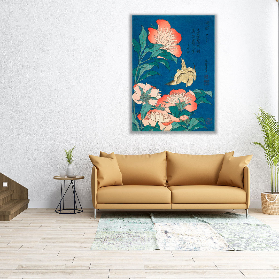 Peonies And Canary, 1833 - Canvas Print Wall Art