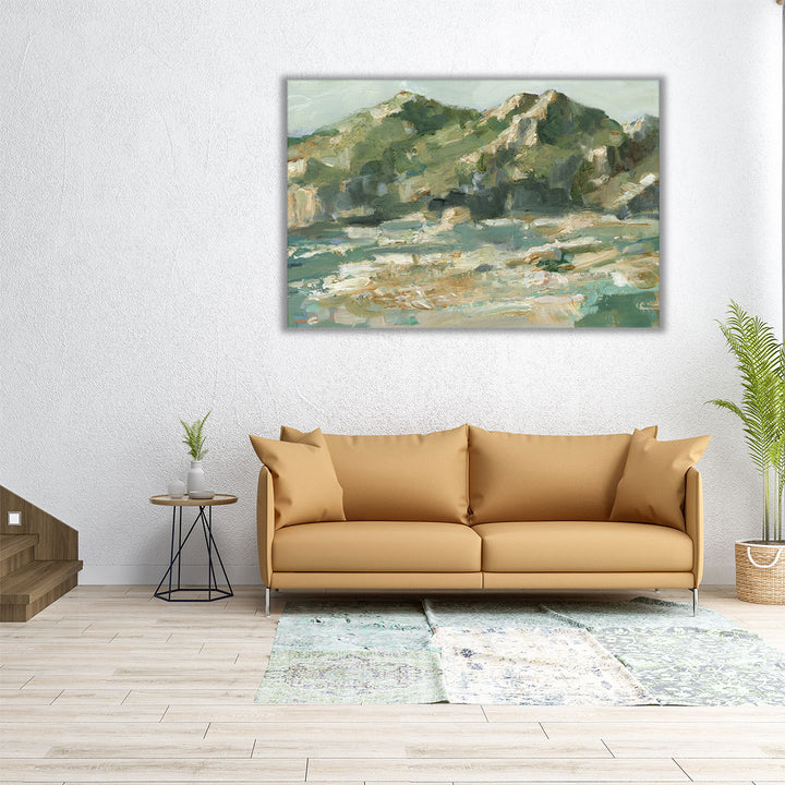 30x20 mountain painting with green stone textures