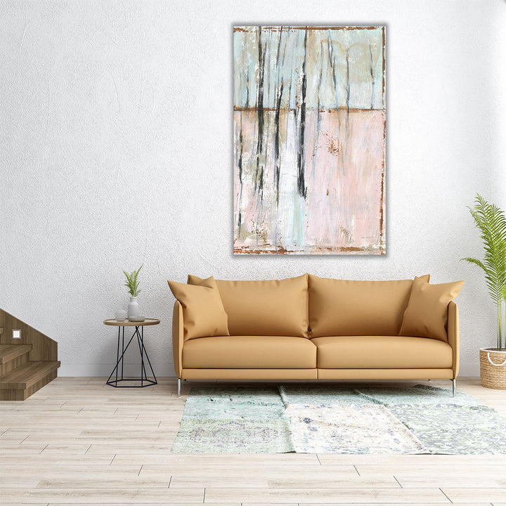 40x60 Wall Art – vertical neutral canvas with abstract forest texture