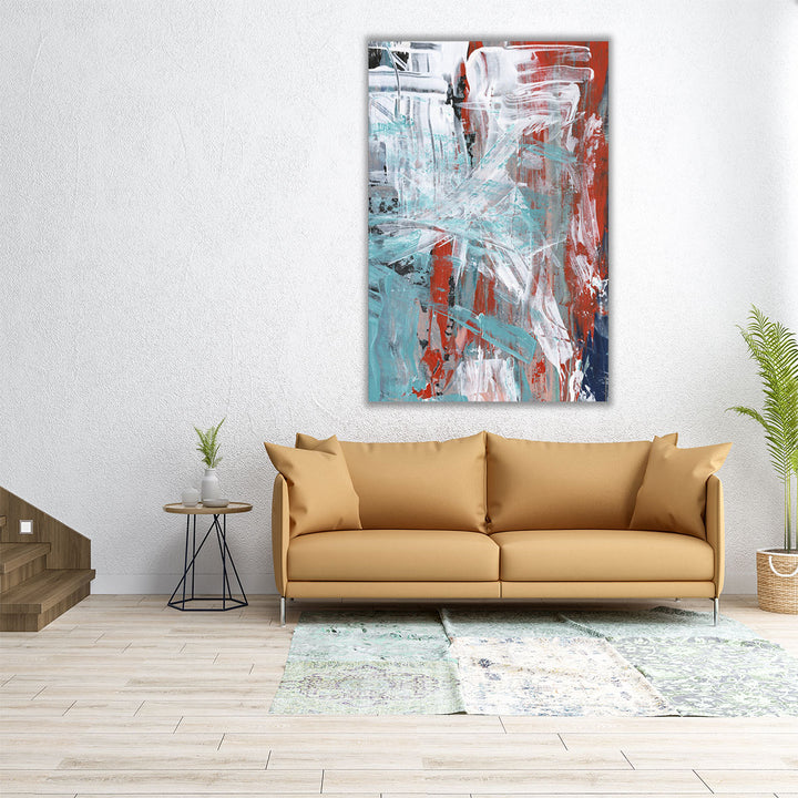 40x60 Wall Art – large vertical painting in white and brown
