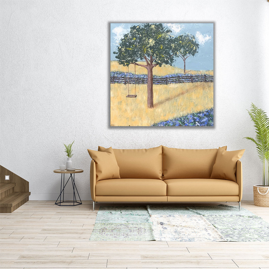 40x40 canvas with tree and landscape in vibrant colors