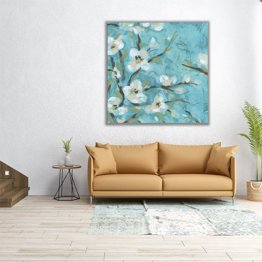 Square wall art with abstract floral brushstrokes