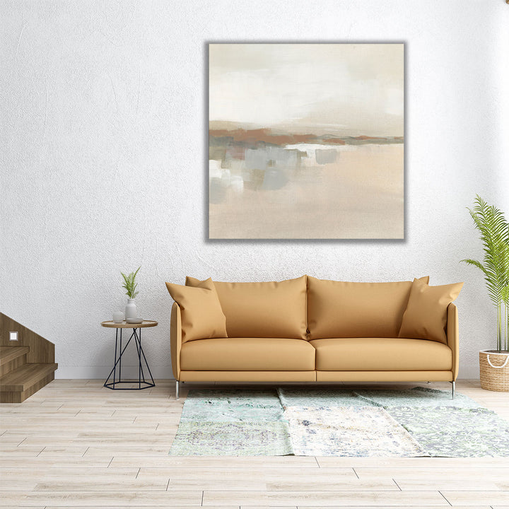 40x40 canvas with abstract coastal landscape