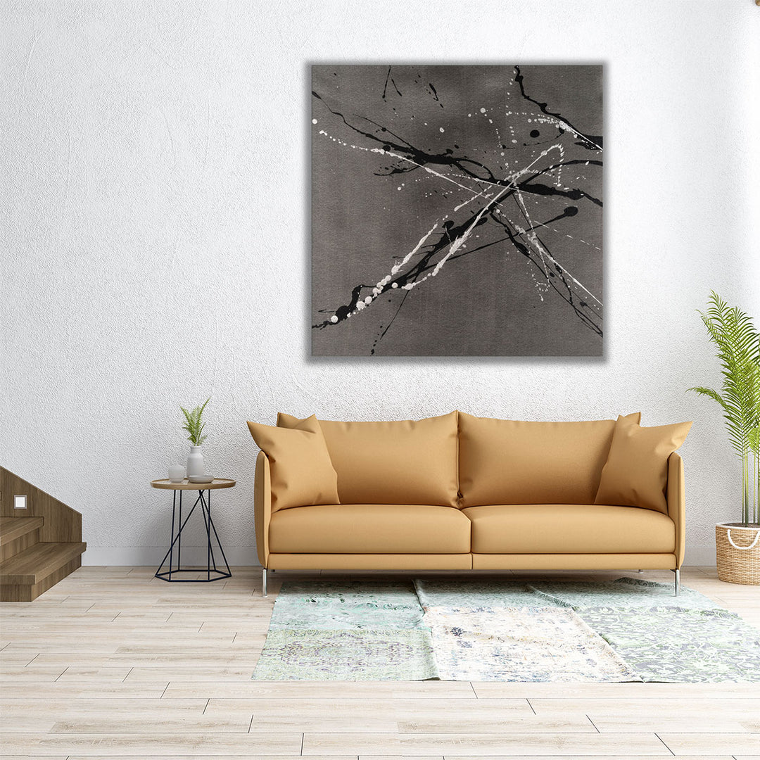 Square grey art with textured contrast