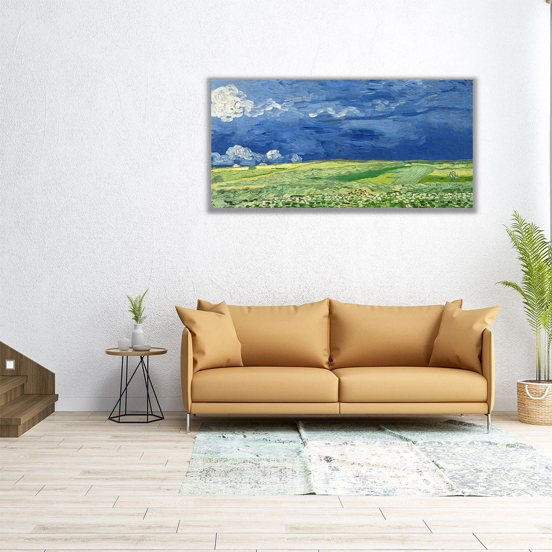 60x30 thunderstorm canvas over green fields
