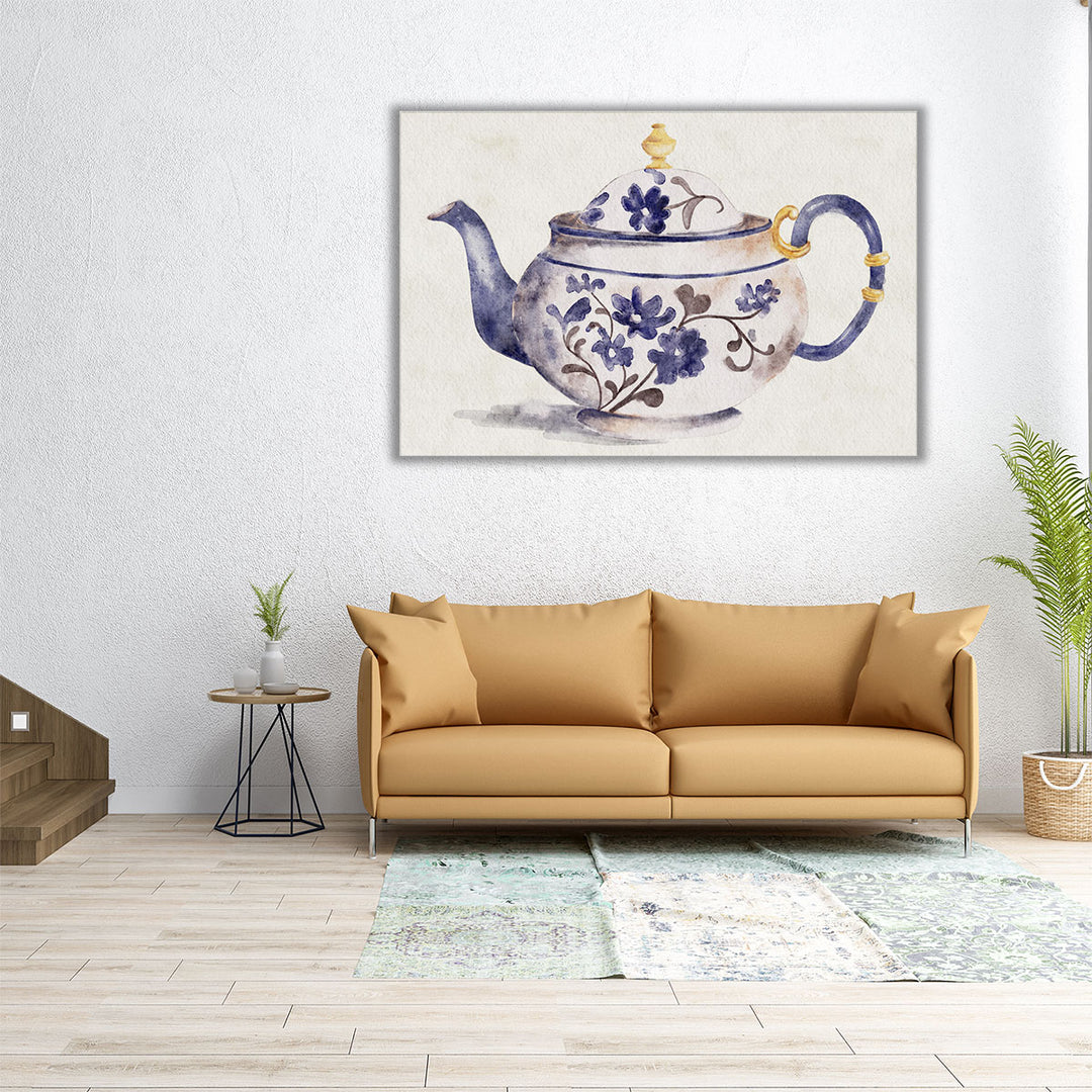 large kitchen art – white background teapot print