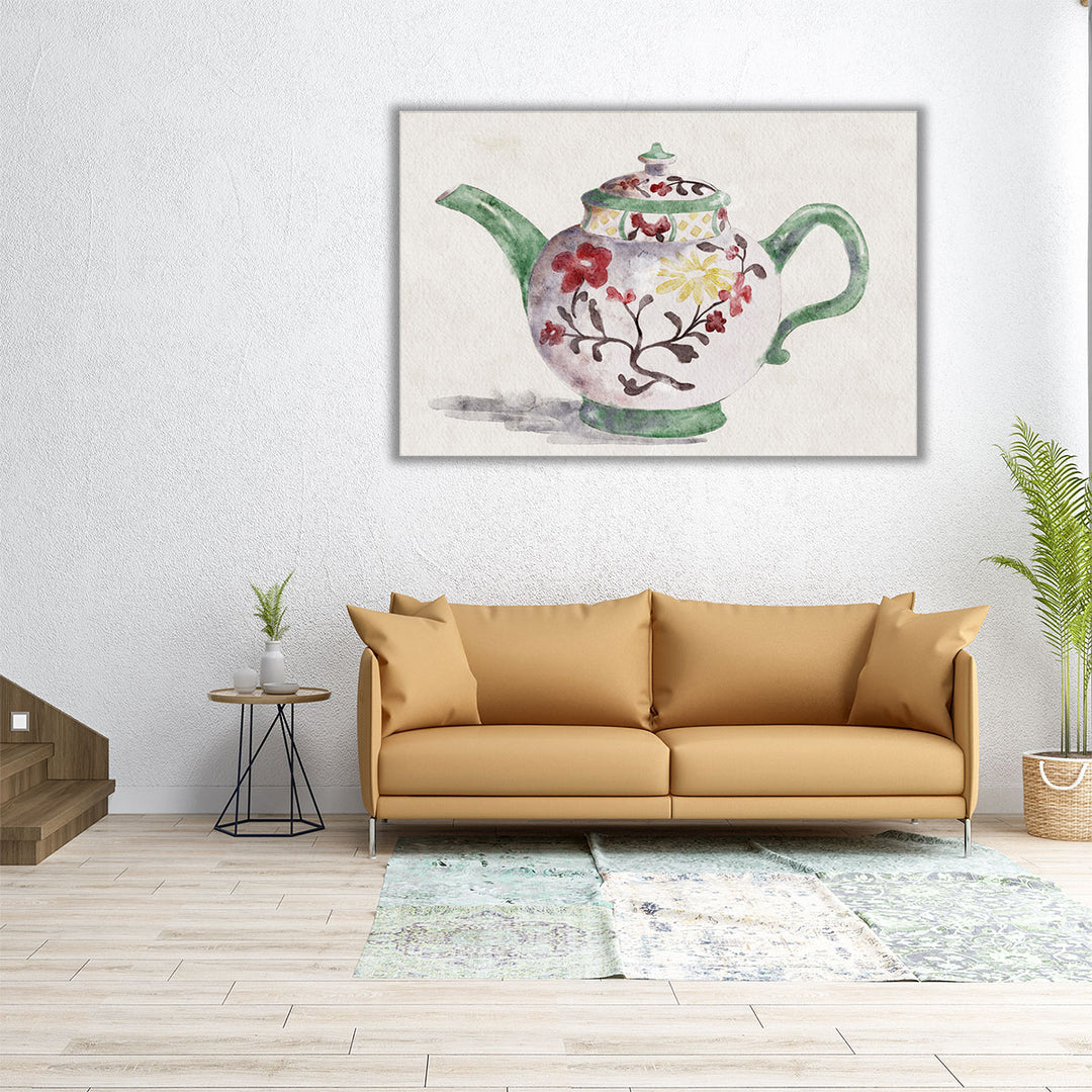 large kitchen art – white background teapot print