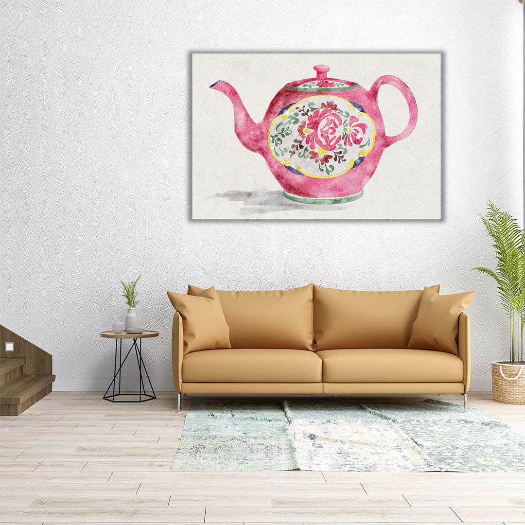 large kitchen art – rosy teapot focal point