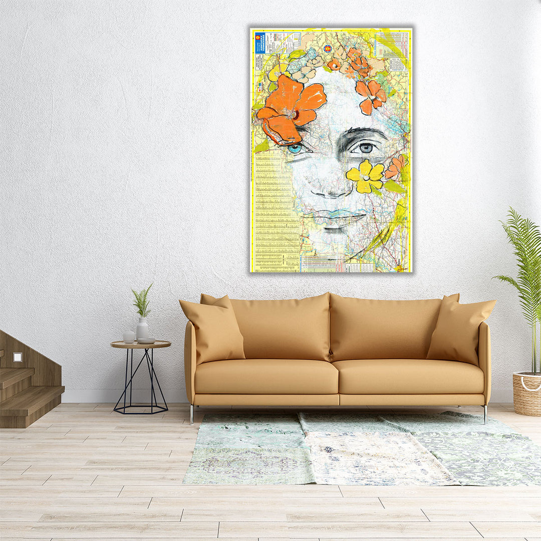 32×48 hallway canvas vintage map and face