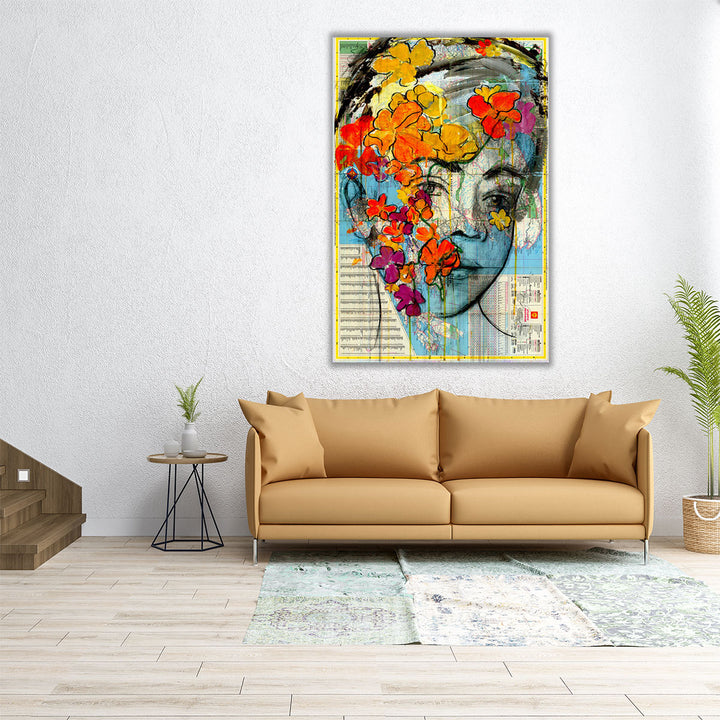 24x36 vintage abstract canvas with florals