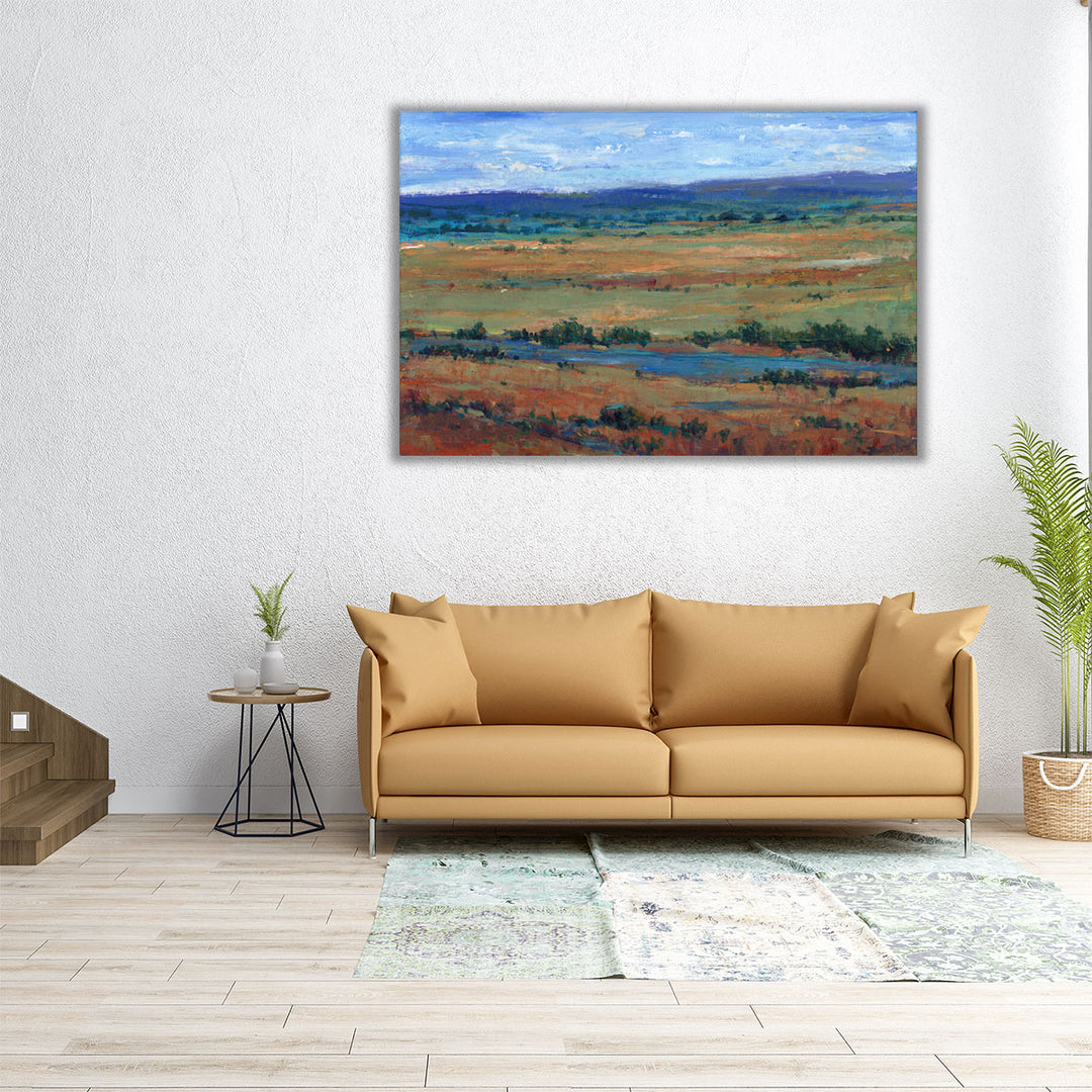 Large wall art with abstract meadow design
