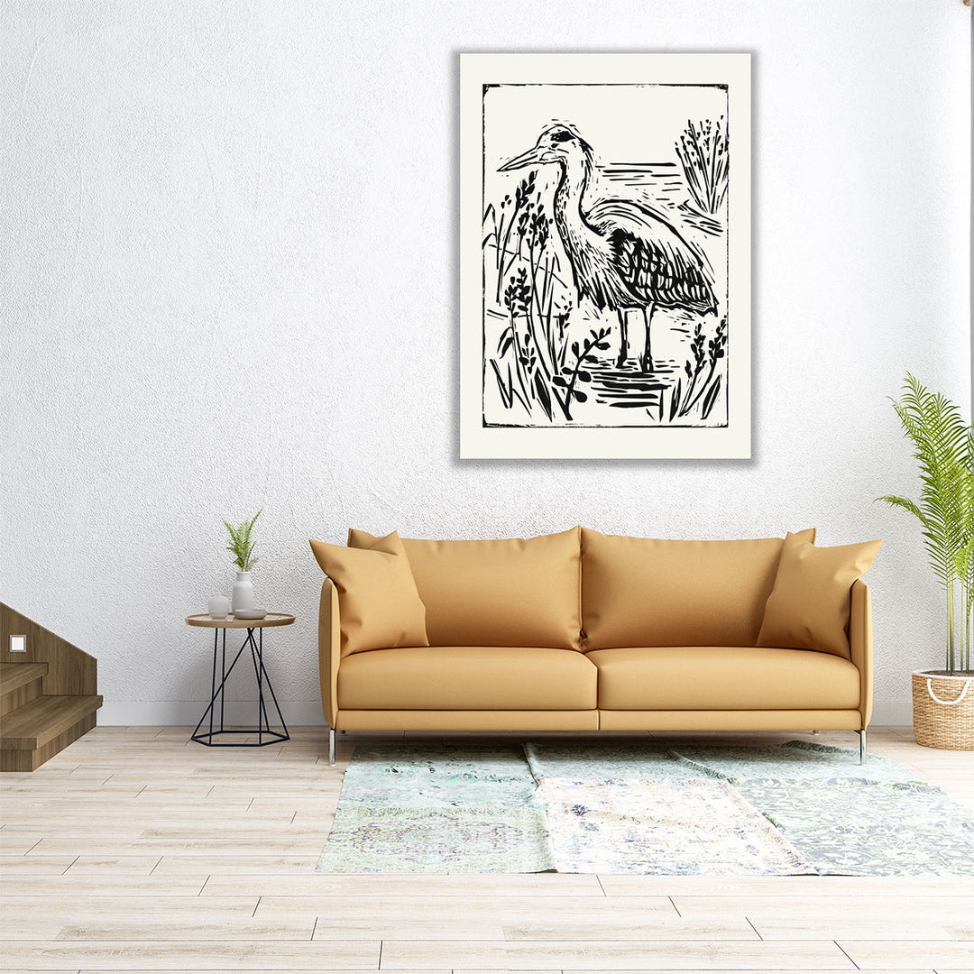 Linocut Style Seabird I - Canvas Print Wall Art
