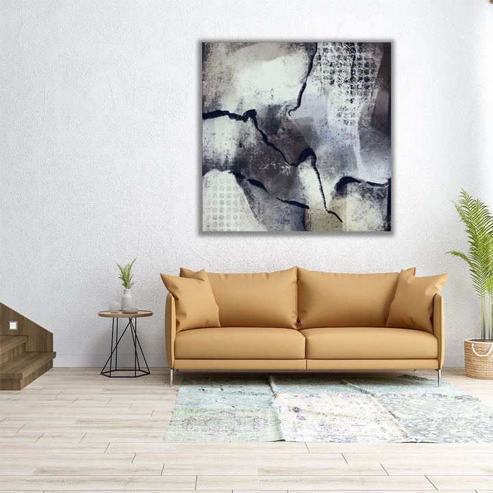 Square neutral painting with bold strokes