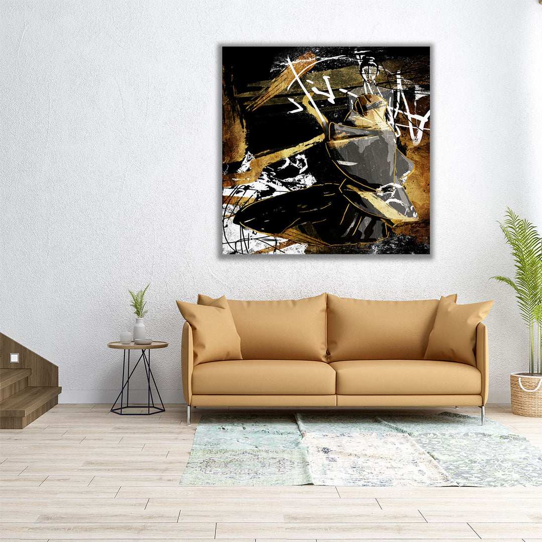 24x24 black abstract square canvas art