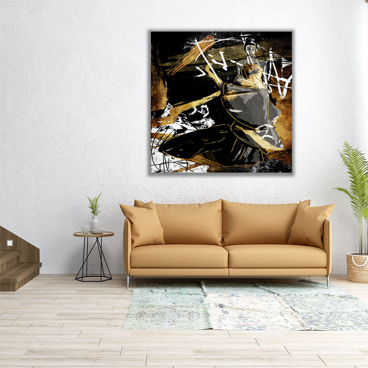 24x24 black abstract square canvas art