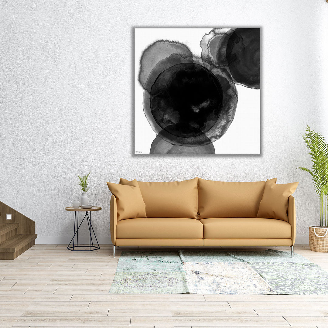 Black Circle Abstract 2 - Canvas Print Wall Art