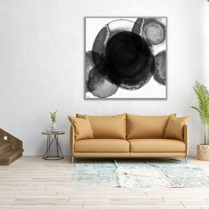 Black Circle Abstract - Canvas Print Wall Art