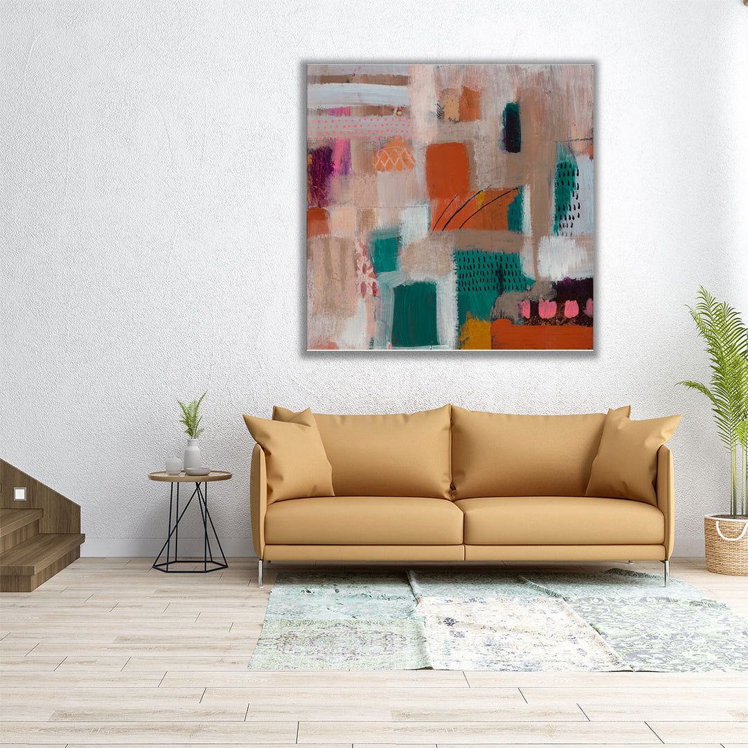 40x40 Wall Art – framed modern abstract in vivid tones