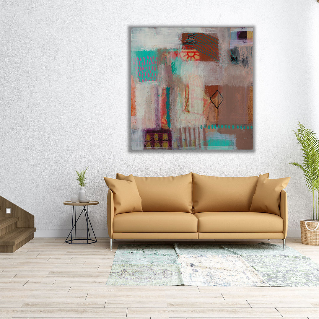 40x40 Wall Art – oversized square canvas with modern abstract forms