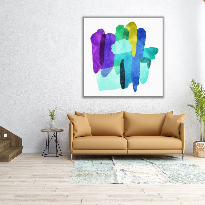 40x40 Wall Art – large abstract watercolor in cool tones