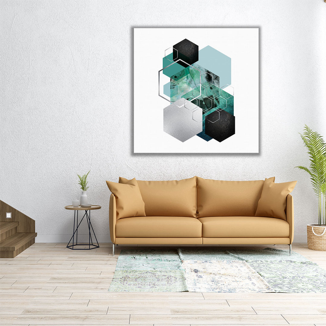 Geo Teal 3 - Canvas Print Wall Art