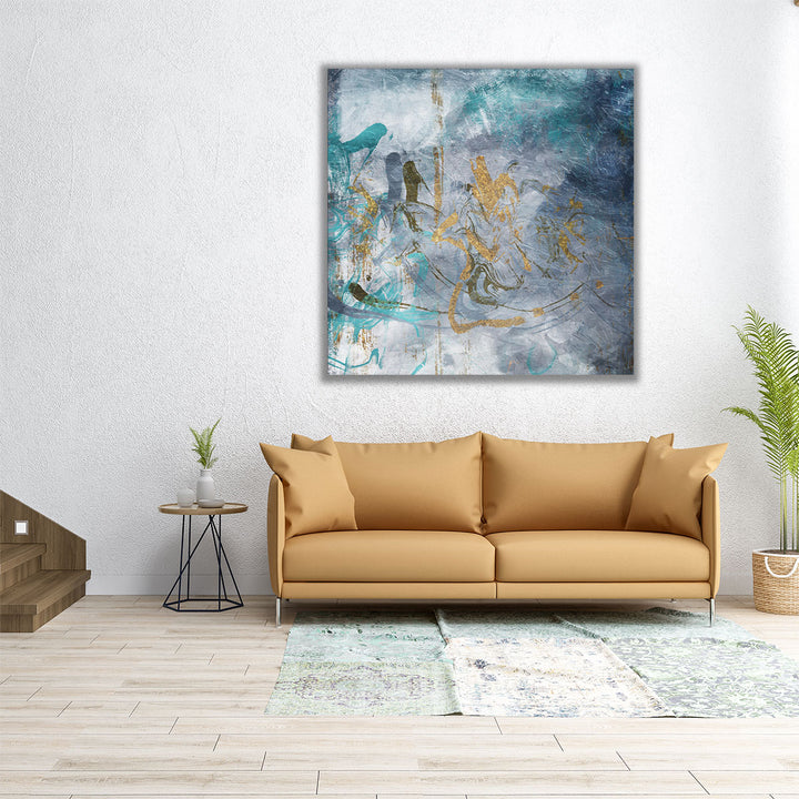 24x24 wrapped canvas blue abstract print