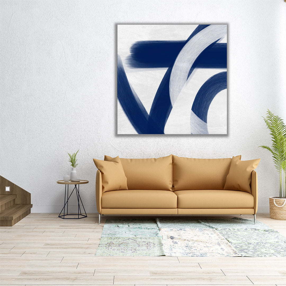 24×24 wrapped canvas indigo watercolor print