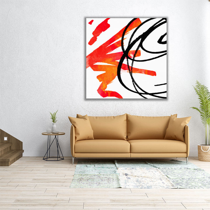 24x24 hallway canvas black white orange