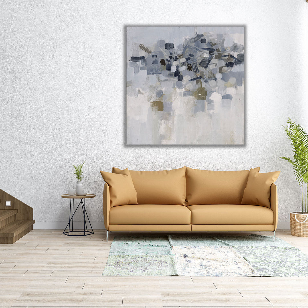 Square abstract wall art in grayscale tones