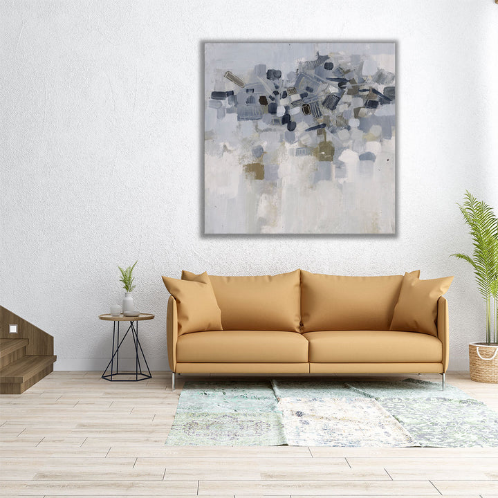 Square abstract wall art in grayscale tones