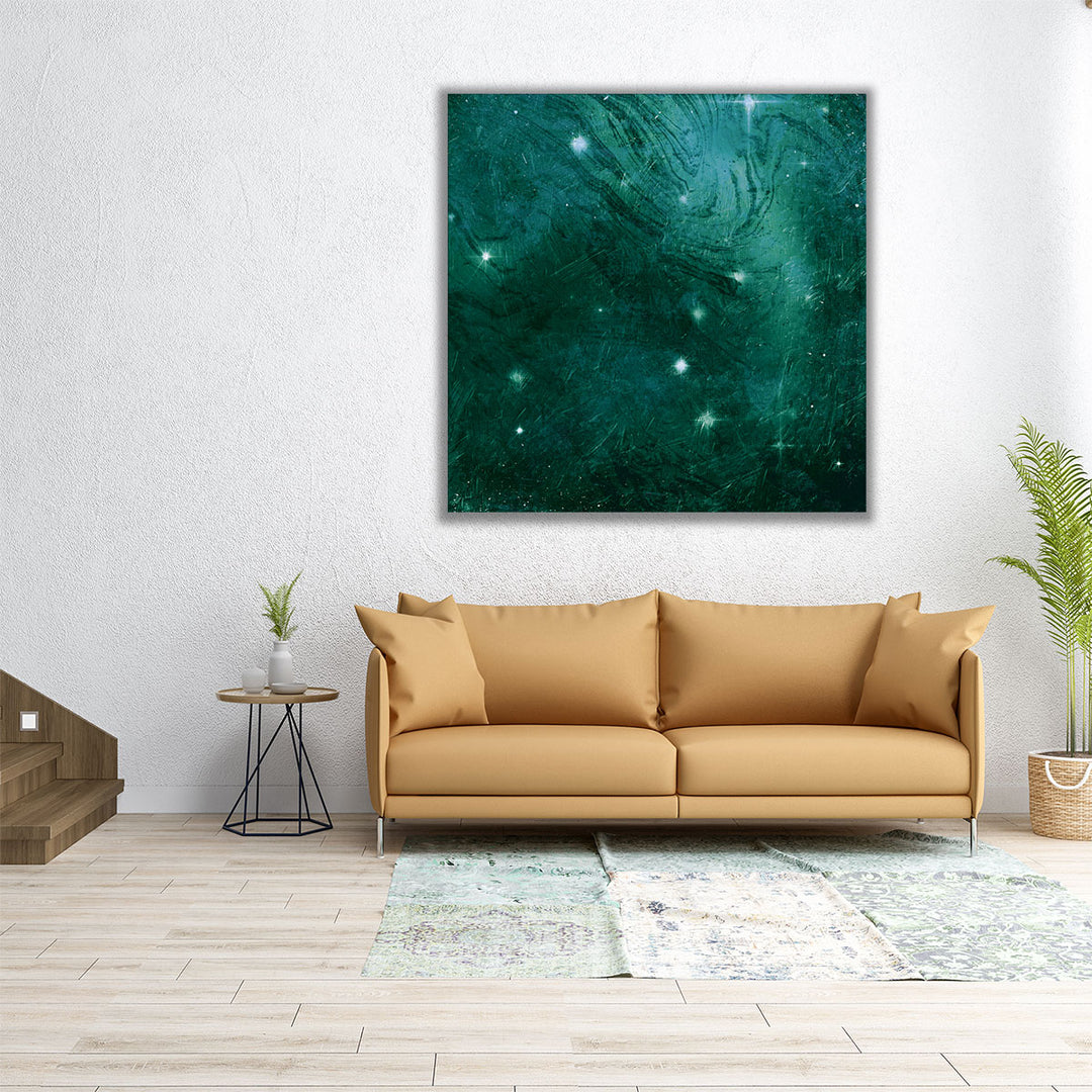 Square green canvas with textured finish