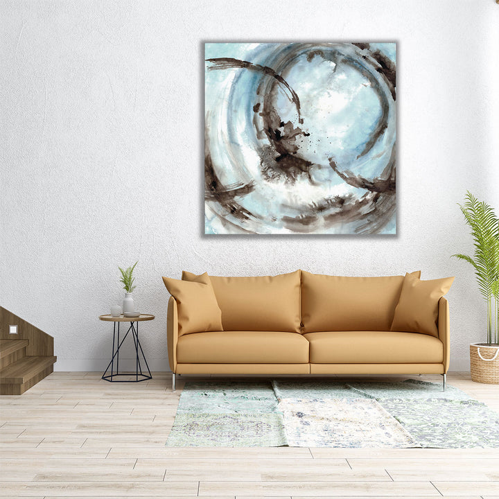 brown brushstrokes on azure canvas