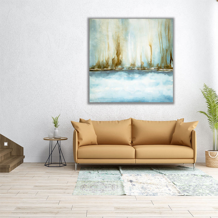 Square canvas with layered neutral composition