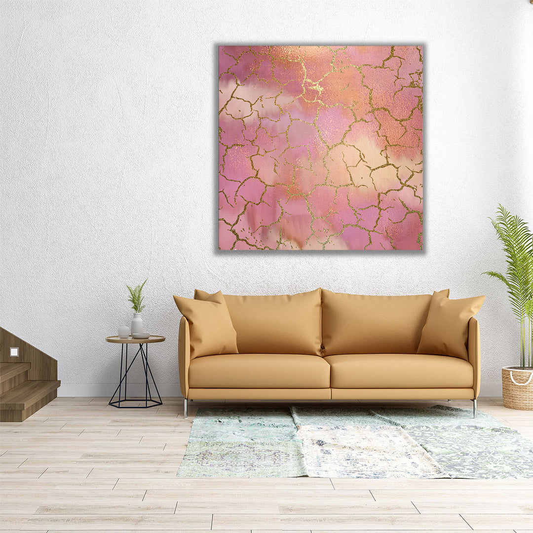 Square gold and pink textured artwork