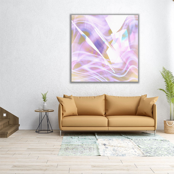 Square canvas in neutral purple hues