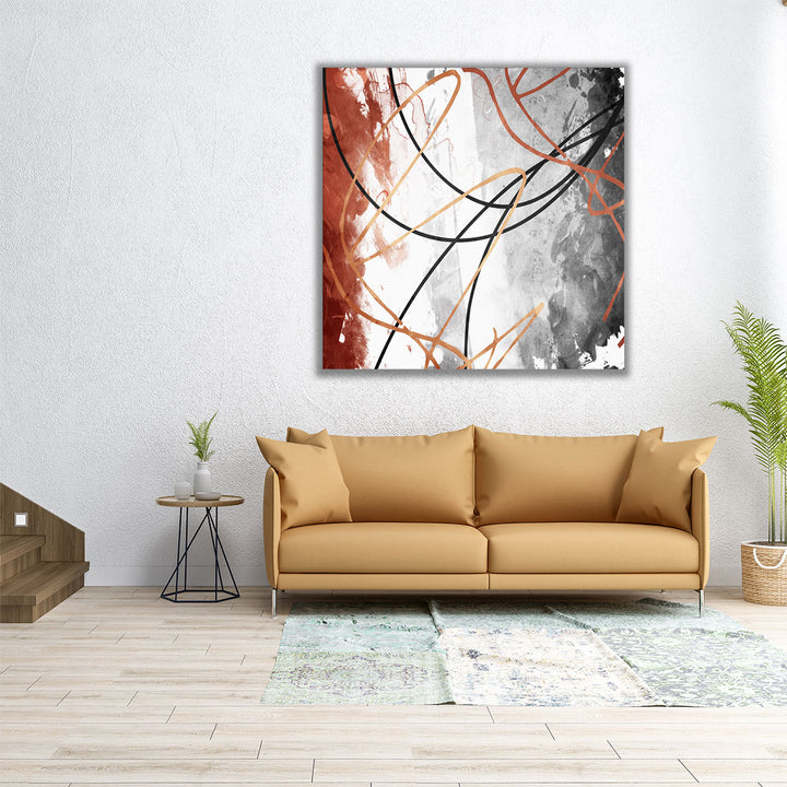 24x24 canvas art black brown abstract strokes