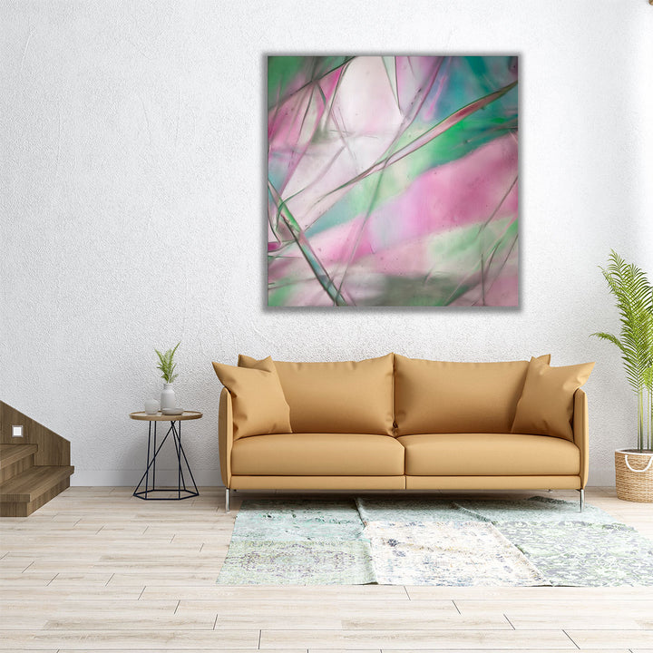 Square print in calming blush and cream