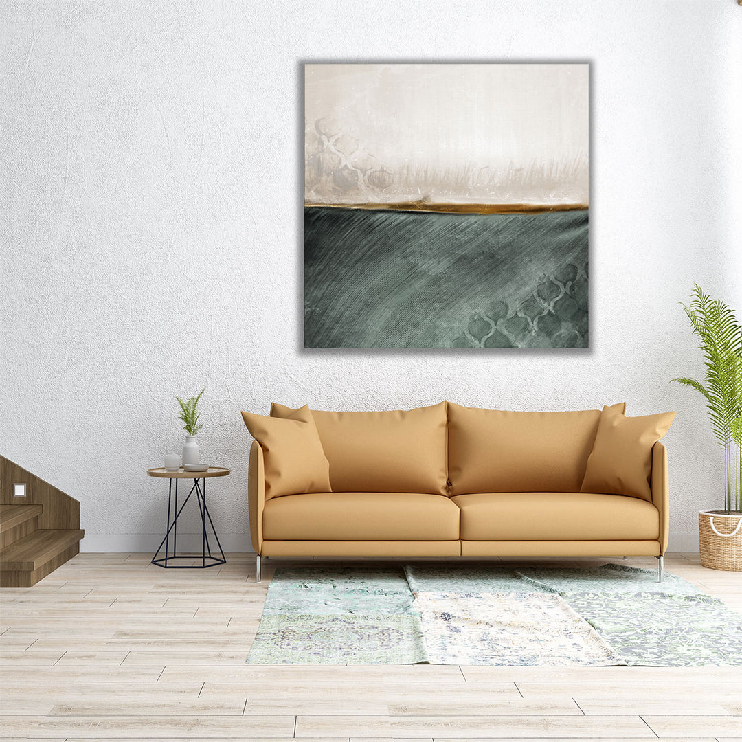 Square canvas print in sage and beige hues