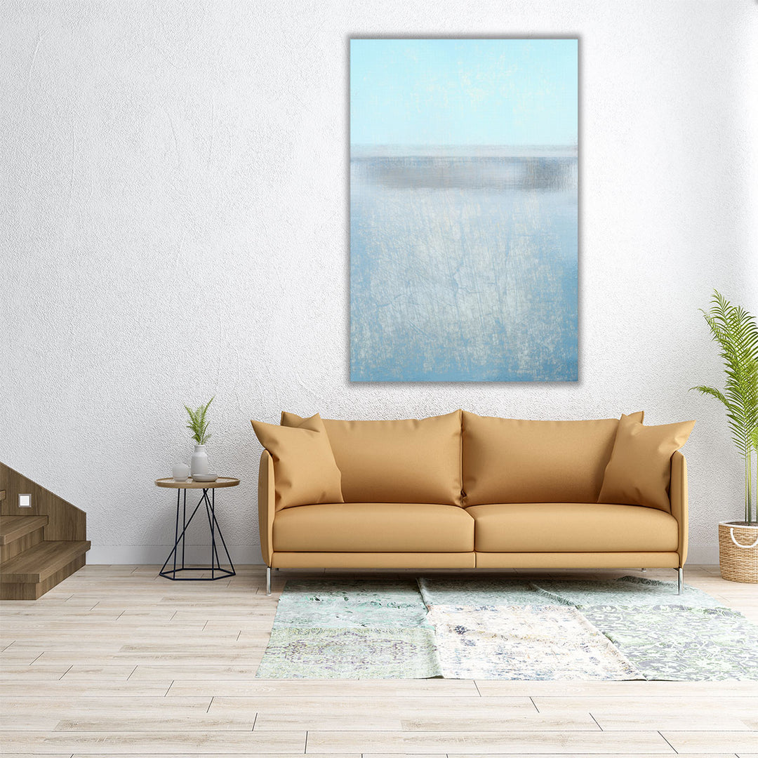 Vertical blue abstract canvas wall print