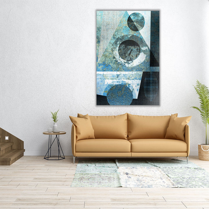 Vertical canvas with geometric colour blocks