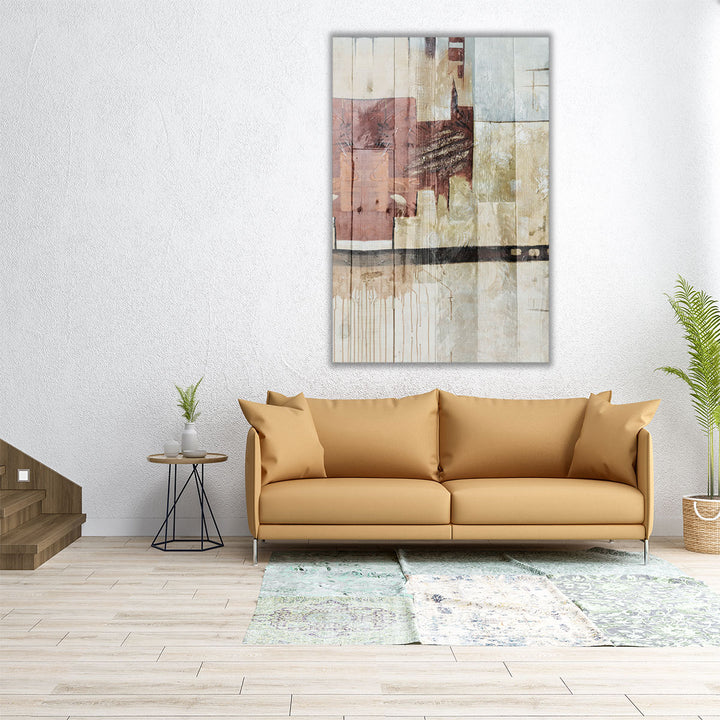 Large vertical canvas with Aztec pattern