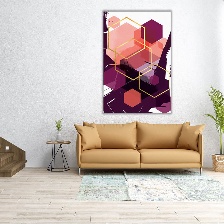 Vertical print with hexagon patterns