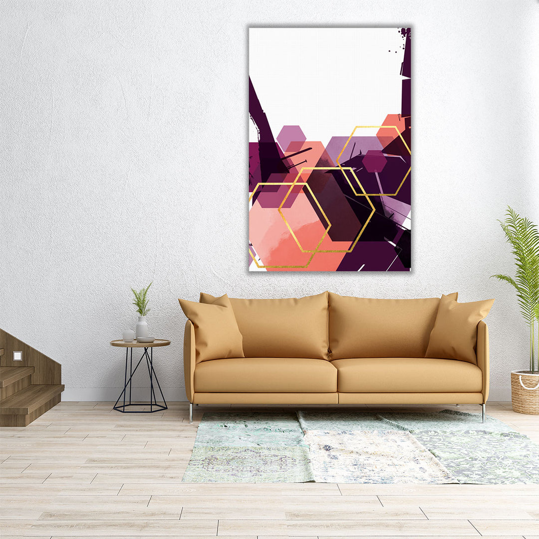 Vertical geometric canvas with hexagons